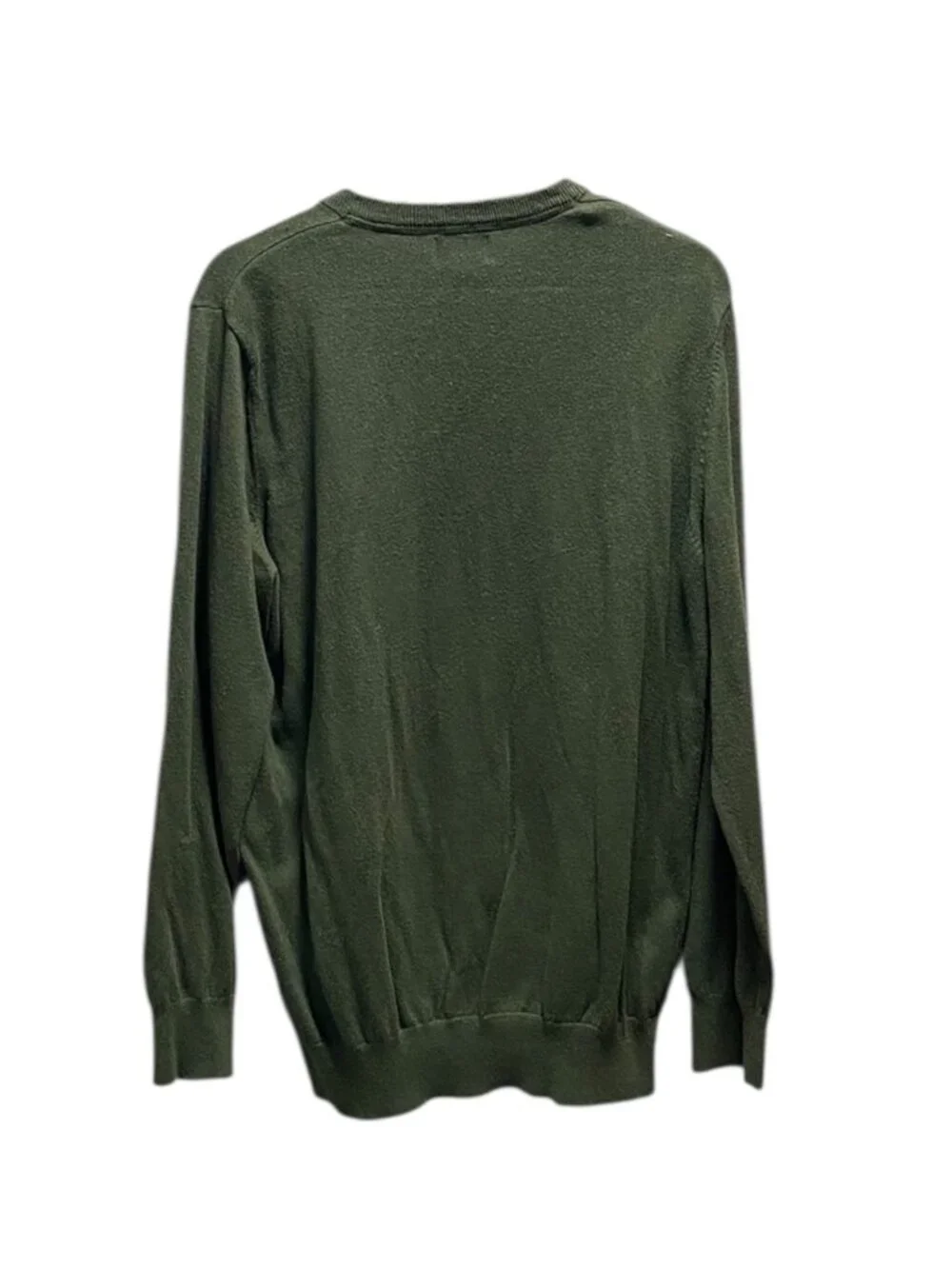 L.L. Bean Mens Vintage V Neck Sweater Green Size L Y2K Cashmere Blend Preppy